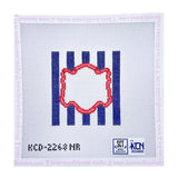 Striped Monogram Coaster - Navy/Red