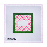Pink and Green Lattice Monogram Square