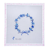 Blue Floral Wreath with Stitch and Alphabet Guide