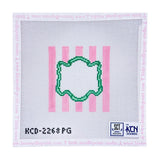 Striped Monogram Coaster - Pink/Green