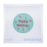 Happy Holidays Green Mint Round