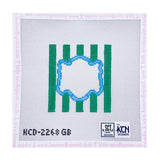 Striped Monogram Coaster - Green/Blue