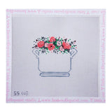 Pink Peony Planter with Stitch and Alphabet Guide
